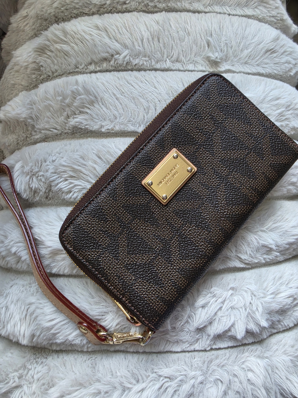 Michael Kors Brown Logo Wristlet Wallet